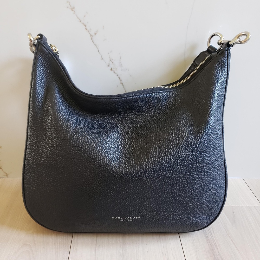 Marc‎ Jacobs Gotham City Hobo Purse Womens Black Pebbled Leather Shoulder Bag
